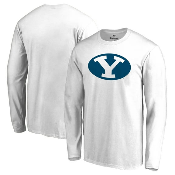 Men's White BYU Cougars Primary Logo Long Sleeve T-Shirt