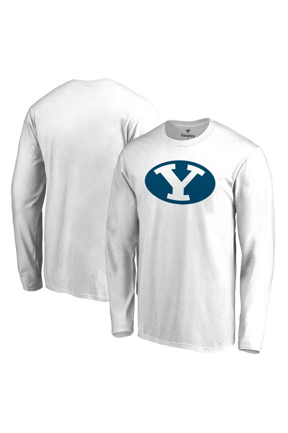 Men's White BYU Cougars Primary Logo Long Sleeve T-Shirt
