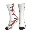 thumbnail image 1 of Men's White Baseball Novelty Athletic Socks Women's Digital Printing Funky Patterned Crew Socks, 1 of 7