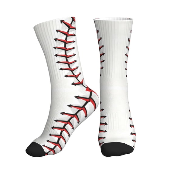 Men's White Baseball Novelty Athletic Socks Women's Digital Printing Funky Patterned Crew Socks