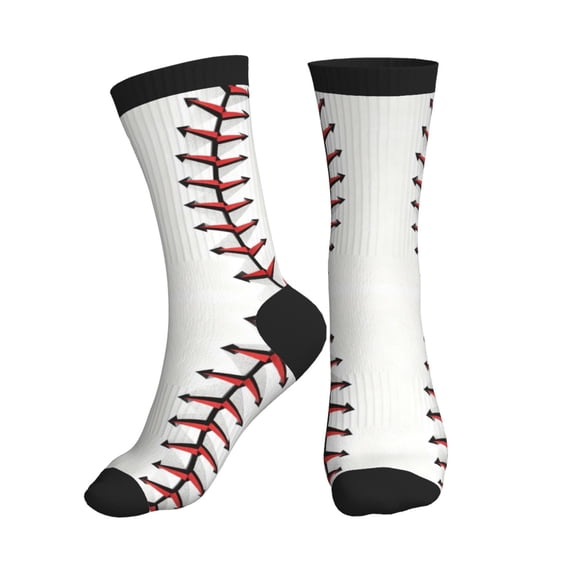 Men's White Baseball Novelty Athletic Socks Women's Digital Printing Funky Patterned Crew Socks