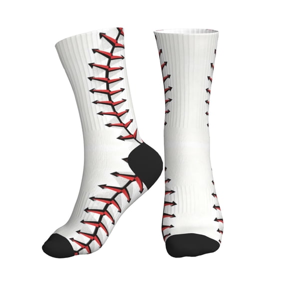 Men's White Baseball Novelty Athletic Socks Women's Digital Printing Funky Patterned Crew Socks