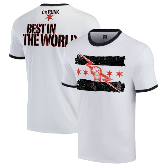 Men's White/Black CM Punk Best In The World Ringer T-Shirt