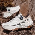 thumbnail image 1 of Men's White Black Rotating Buckle Hiking Shoes, Breathable Mesh Anti Slip Rugged Sole Outdoor Trekking Sneakers, 1 of 5