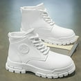thumbnail image 1 of Men's White Boots - Mid-Calf Height Chunky Sole Rugged Traction Tread, Lace-Up Round Toe Winter & Autumn Boots for,M Casual & Casual Attire - Comfortable Durable Boots for Men with Cushioned Insole, 1 of 10