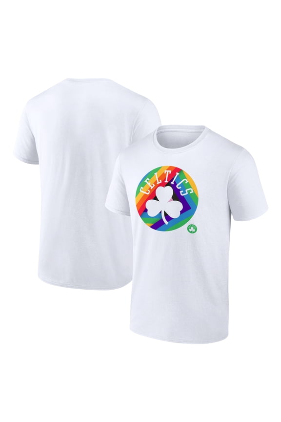 Men's White Boston Celtics Team Logo Pride T-Shirt