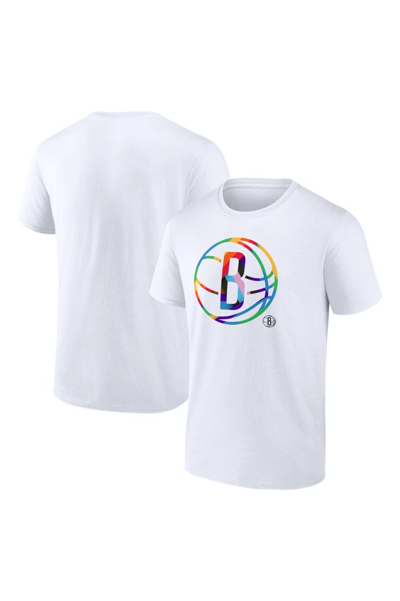 Men's White Brooklyn Nets Team Logo Pride T-Shirt
