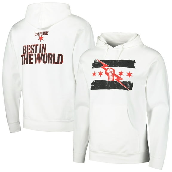 Men's White CM Punk Best in the World Retro Pullover Hoodie
