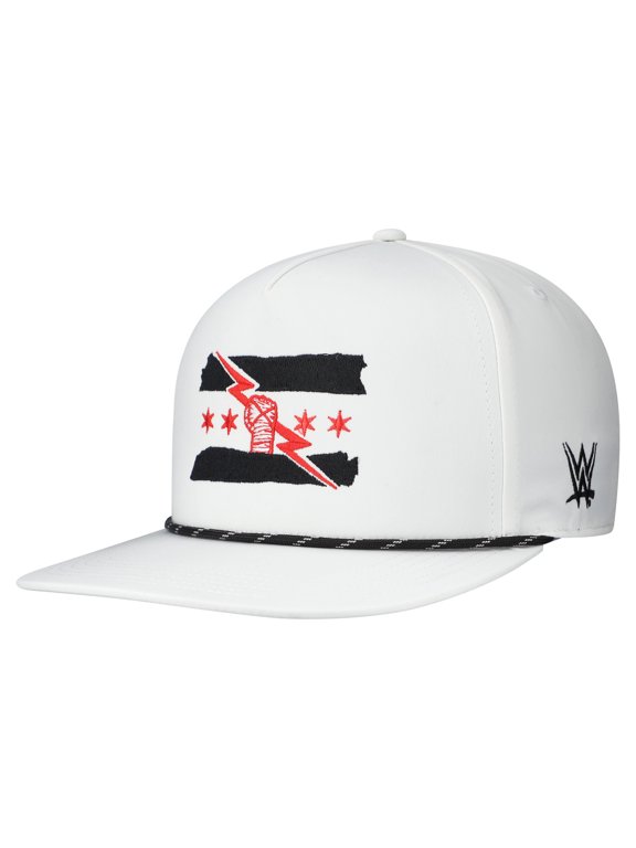 Men's White CM Punk WWE Primary Flag Mark Caddy Snapback Hat