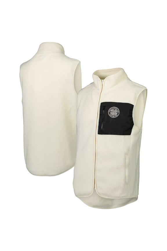Men's White Celtic Pile Full-Zip Vest