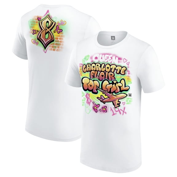 Men's White Charlotte Flair Top Girl Graffiti T-Shirt