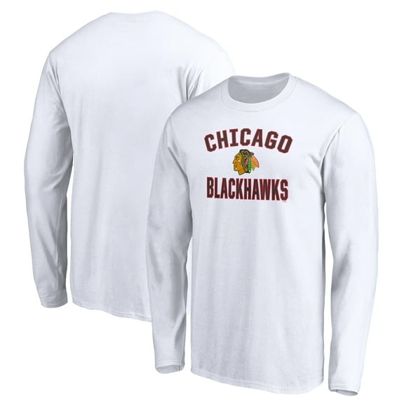 Men's White Chicago Blackhawks Victory Arch Long Sleeve T-Shirt