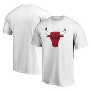 Mens White Chicago Bulls Primary Mascot Logo T-Shirt