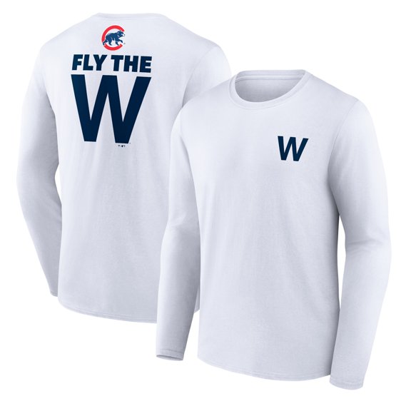 Men's White Chicago Cubs Fly the W Long Sleeve T-Shirt