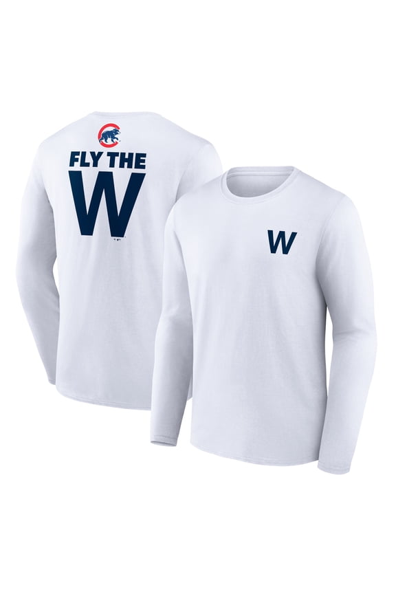 Men's White Chicago Cubs Fly the W Long Sleeve T-Shirt
