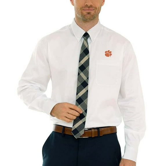 Men's White Clemson Tigers Wicked Woven Long Sleeve Button-Down Shirt