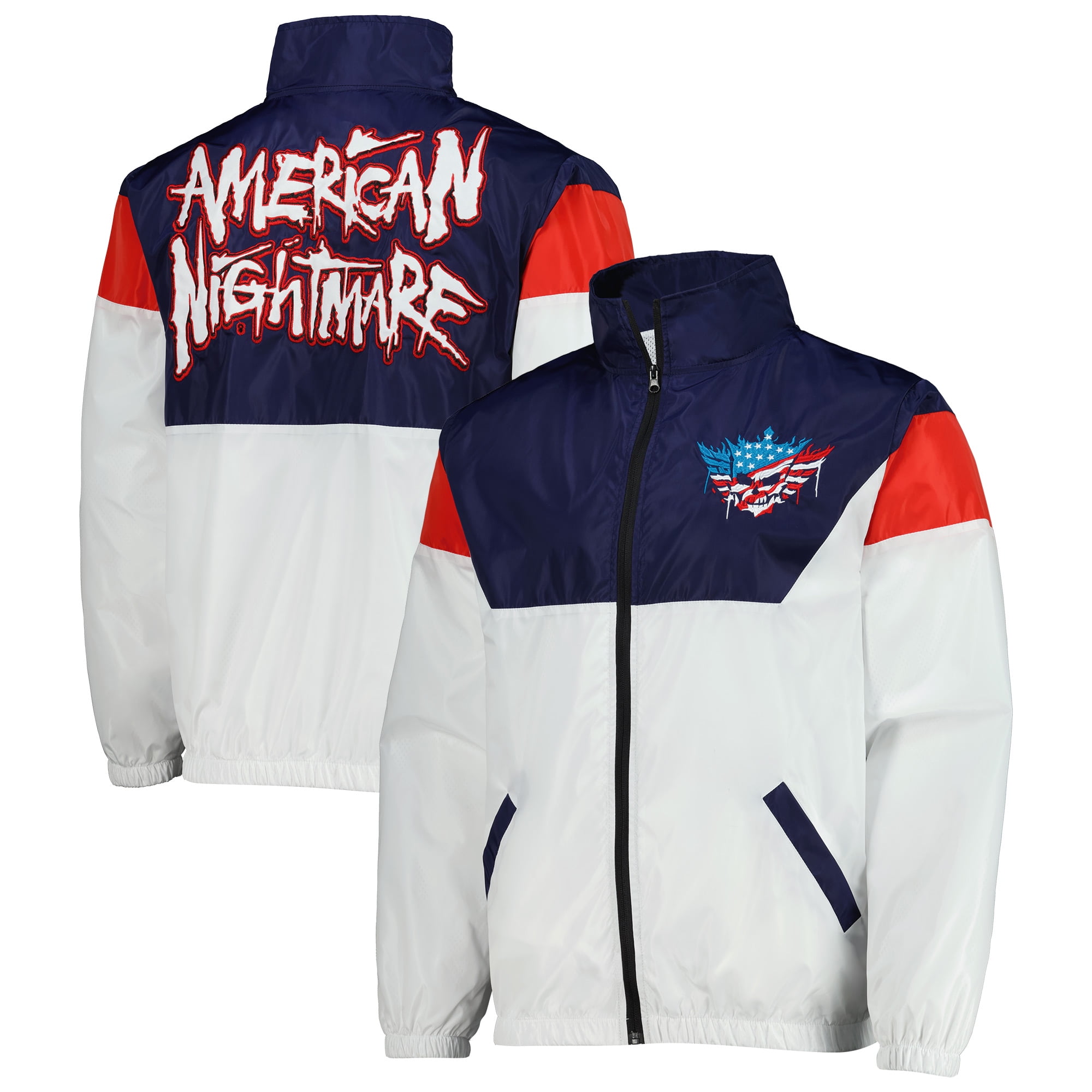 Ameri　BACK SIDE JACKET Men's White Cody Rhodes American Nightmare Full-Zip Windbreaker