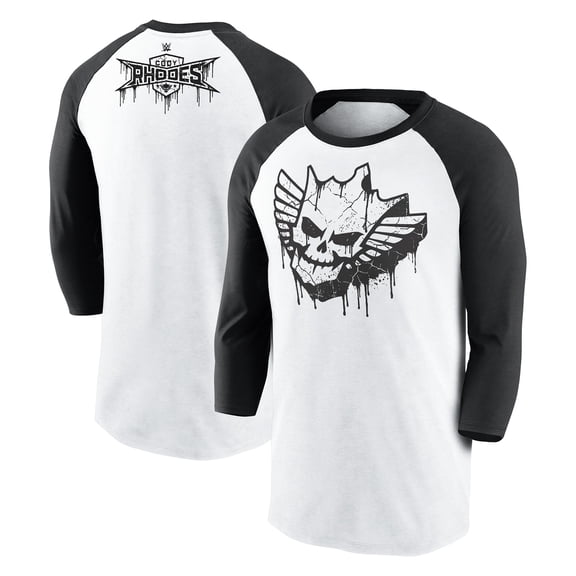 Men's White Cody Rhodes Collection Raglan 3/4 Sleeve T-Shirt