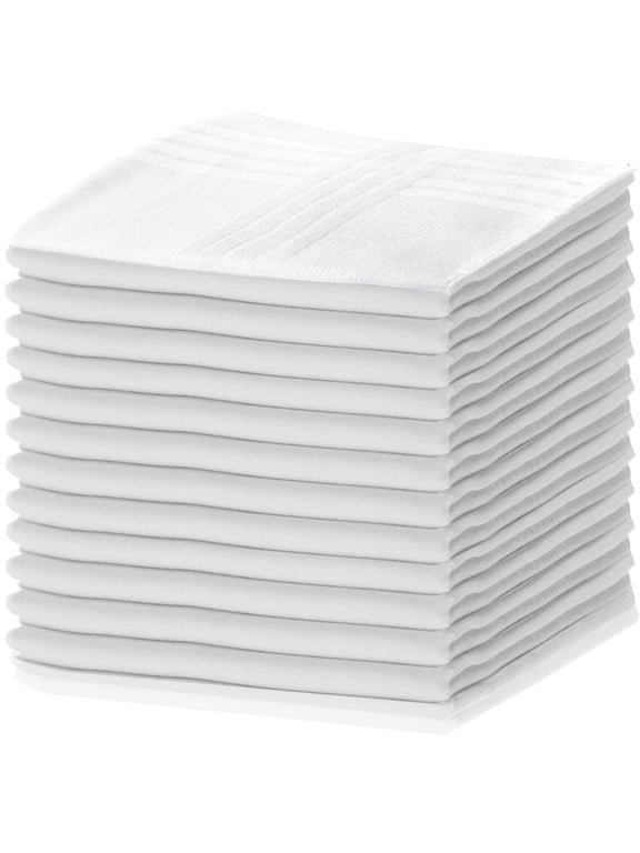 Men's White Cotton Handkerchiefs 12-Pack by Umo Lorenzo