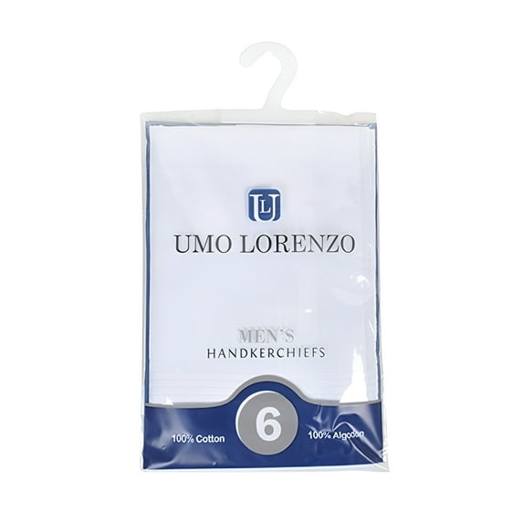 Men's White Cotton Handkerchiefs 6-Pack by Umo Lorenzo