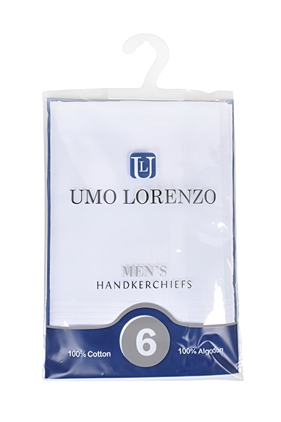 Men's White Cotton Handkerchiefs 6-Pack by Umo Lorenzo