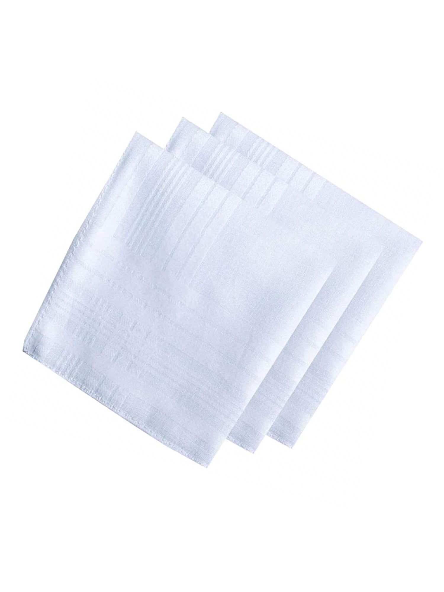 Men's White Cotton Soft Finish 3 Pack Handkerchiefs