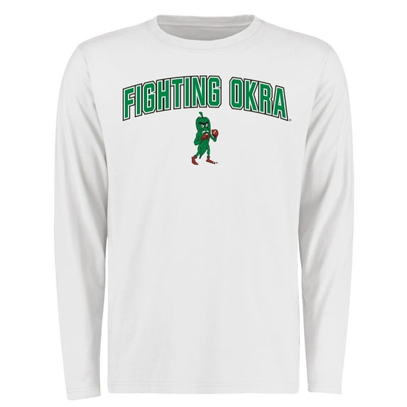 Men's White Delta State Statesmen Proud Mascot Long Sleeve T-Shirt