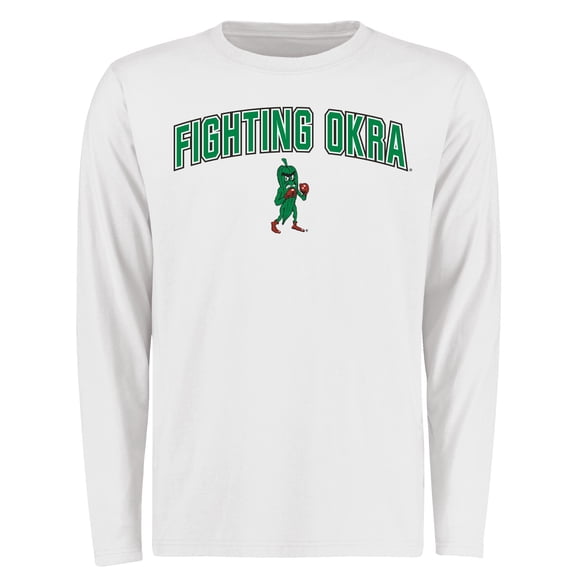 Men's White Delta State Statesmen Proud Mascot Long Sleeve T-Shirt