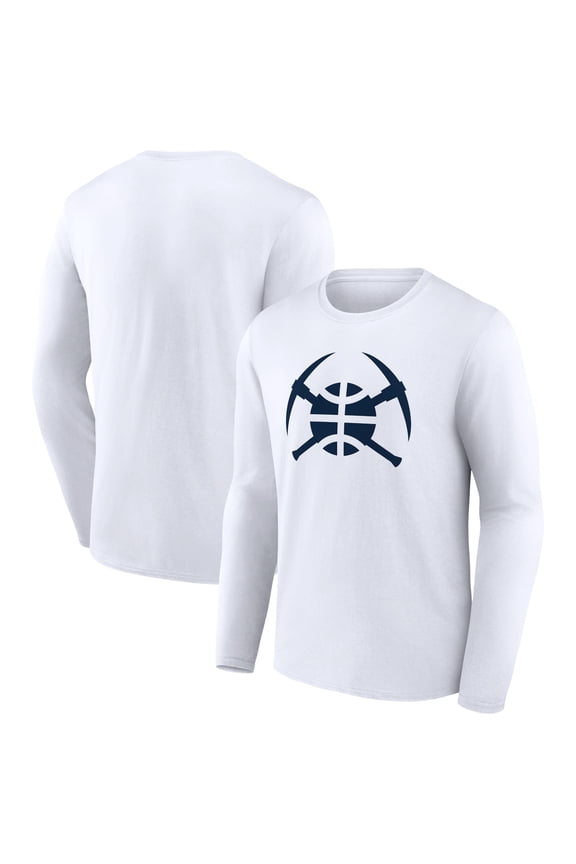 Men's White Denver Nuggets Alternate Logo Long Sleeve T-Shirt