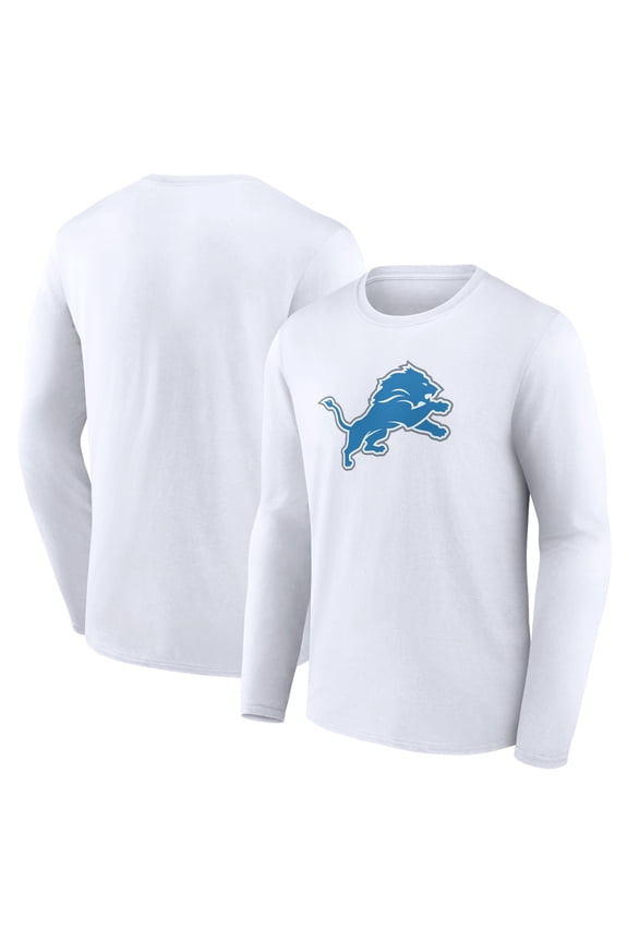 Men's  White Detroit Lions Primary Logo Long Sleeve T-Shirt