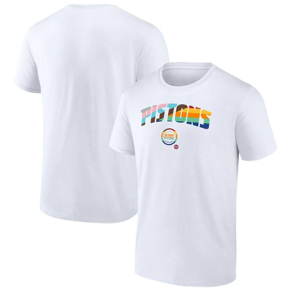 Men's White Detroit Pistons Pride T-Shirt