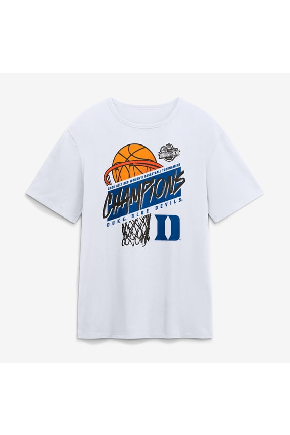 Men's White Duke Blue Devils 2026 ACC Women's Basketball Tournament Champions T-Shirt