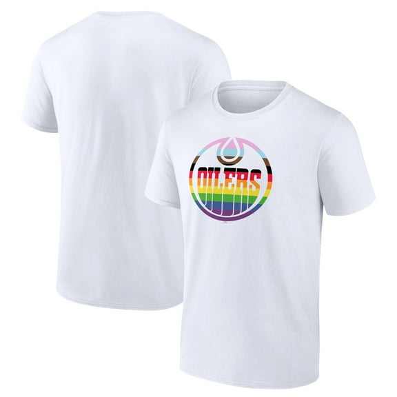 Men's White Edmonton Oilers Team Pride Logo T-Shirt