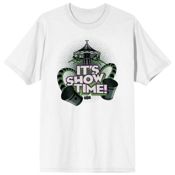 Men's White Graphic Beetlejuice T-shirt, It's Showtime - 5XL