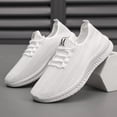 thumbnail image 1 of Men's White Hollow Mesh Slip-On Breathable Running Sneakers Elastic No-Tie Casual Shoes, 1 of 5