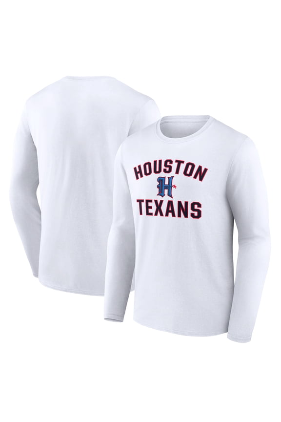 Men's  White Houston Texans Secondary Logo Victory Arch Long Sleeve T-Shirt