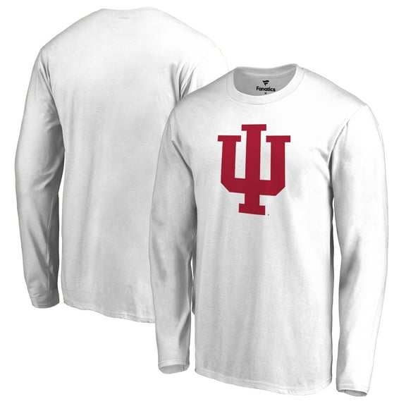 Men's White Indiana Hoosiers Primary Logo Long Sleeve T-Shirt