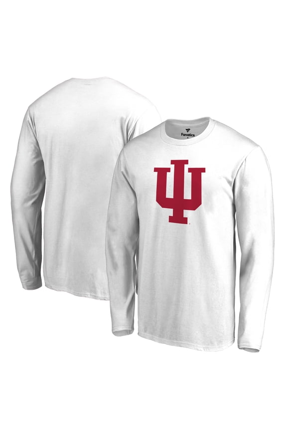 Men's White Indiana Hoosiers Primary Logo Long Sleeve T-Shirt