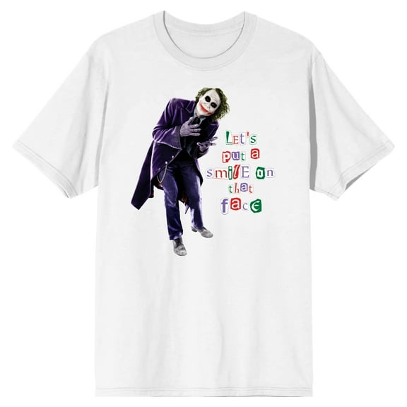 Men's White Joker Tee, Let's Put a Smile on that Face-M