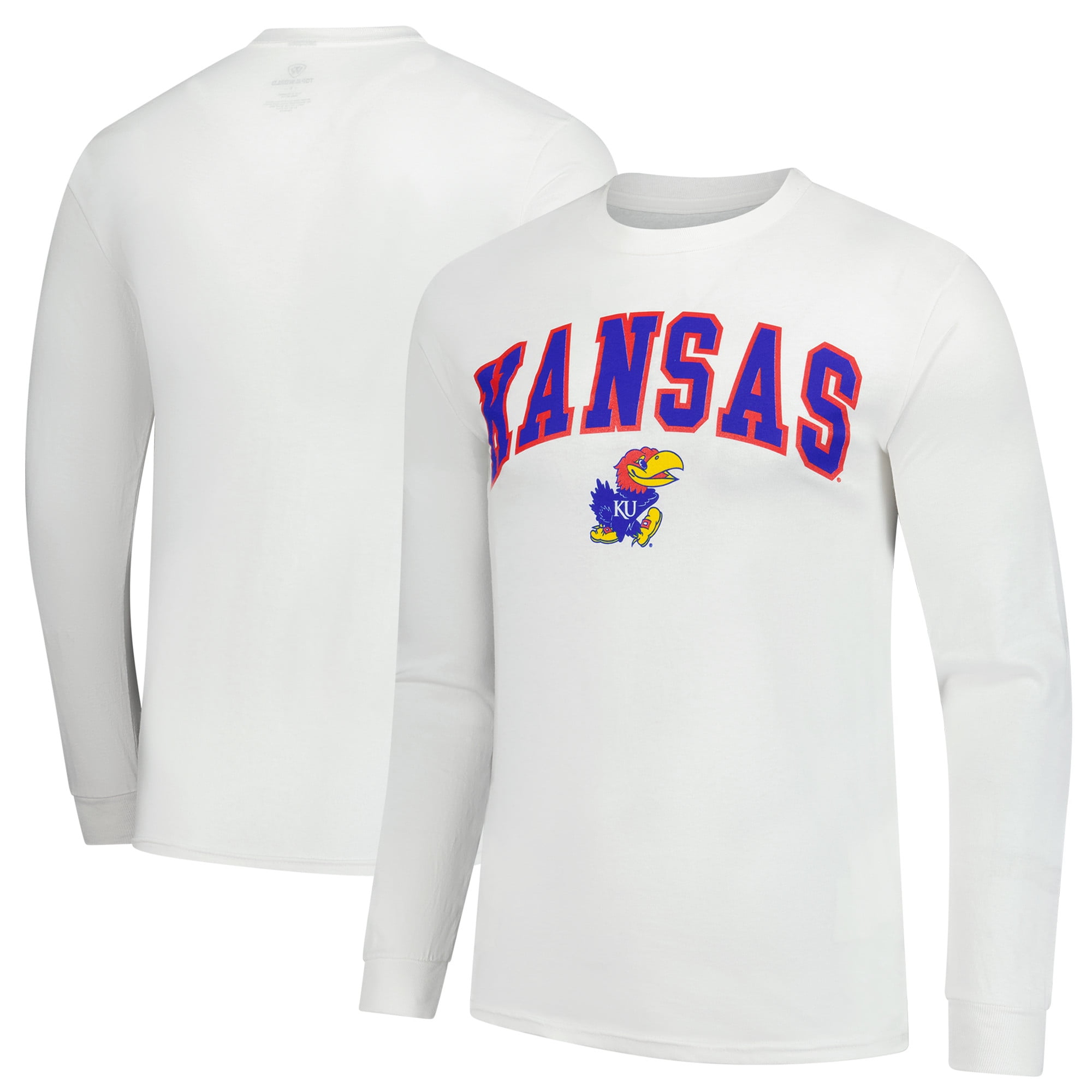 Men's  White Kansas Jayhawks Basic Long Sleeve T-Shirt