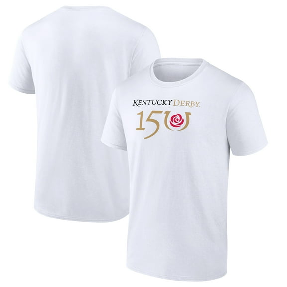 Men's White Kentucky Derby 150 Primary Logo T-Shirt