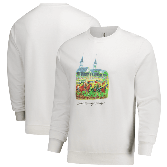 Men's White Kentucky Derby 151 Art Of Derby Fleece Sweatshirt