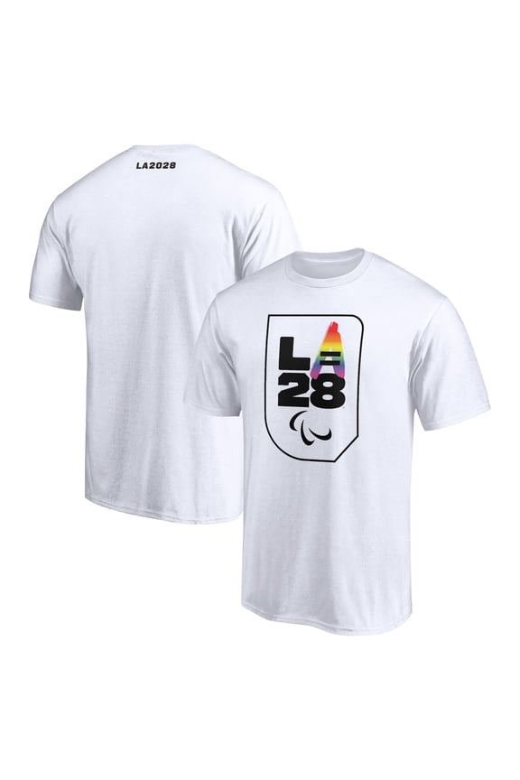 Men's White LA28 Summer Paralympics Pride T-Shirt