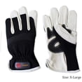 thumbnail image 1 of Men's White Leather Gloves - Black Spandex Backs, Extra Large (Hawk: GL-95334), 1 of 2