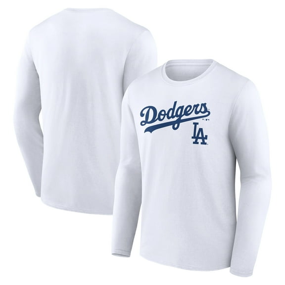 Men's White Los Angeles Dodgers Team Lockup Long Sleeve T-Shirt