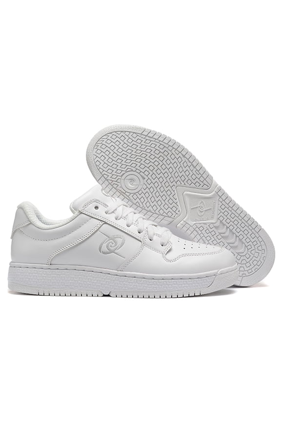 Men's White Low-Cut Durable Leather, Sporty Versatility and Enhanced Arch Support