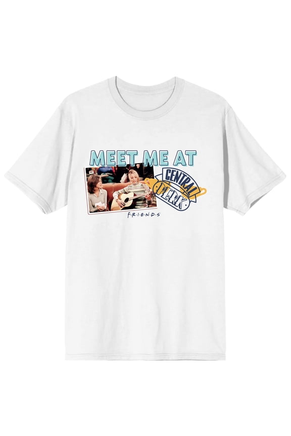 Men's White Meet Me at Central Perk Friends T-shirt - 6XL