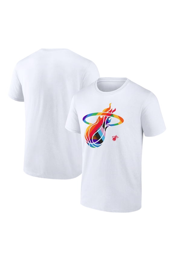 Men's White Miami Heat Team Logo Pride T-Shirt