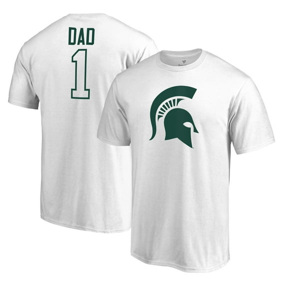 Men's White Michigan State Spartans #1 Dad T-Shirt