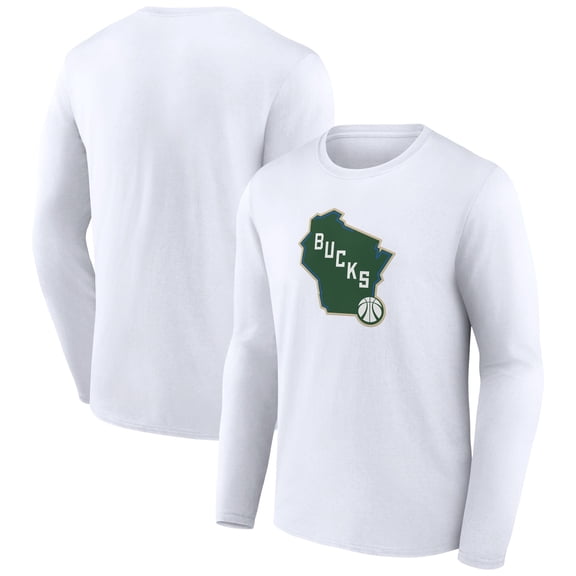 Men's White Milwaukee Bucks Alternate Logo Long Sleeve T-Shirt